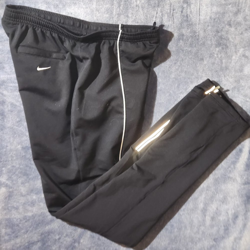NIKE Ladies' black w/ white stripes athletic pants size Medium 28"-30" waist